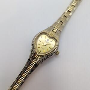 VTG Nelsonic Diamond Heart Shaped Dial Gold Tone Watch *AS IS-for Parts/Repair